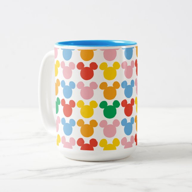 Mickey Mouse | Colourful Repeating Logo Two-Tone Coffee Mug (Front Left)