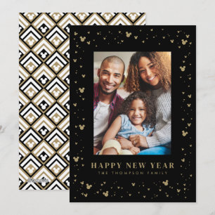 Mickey Mouse Confetti Happy New Year Photo  Holiday Card