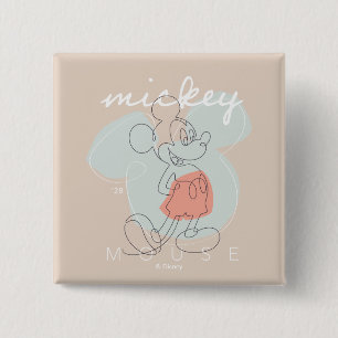 Mickey Mouse Continuous Line Graphic 2 Inch Square Button