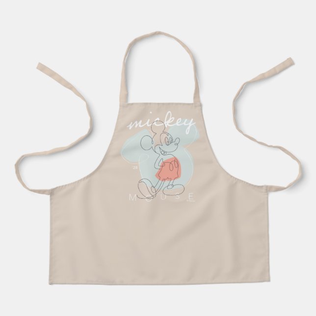 Mickey Mouse Continuous Line Graphic Apron (Front)