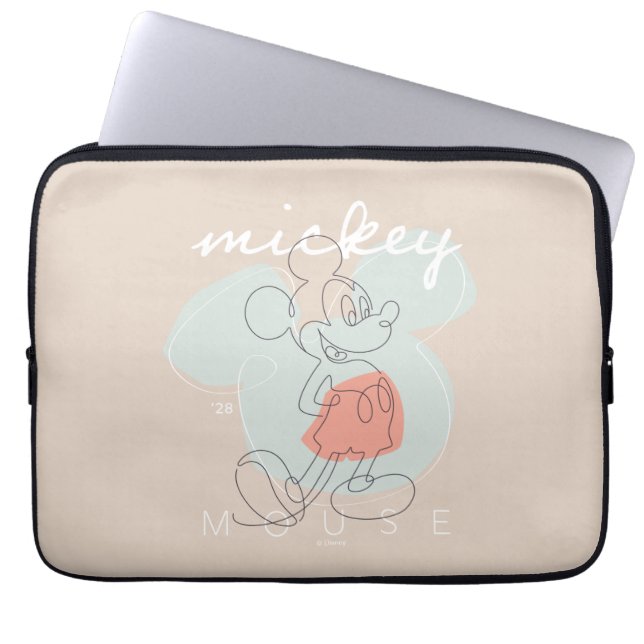 Mickey Mouse Continuous Line Graphic Laptop Sleeve (Front)