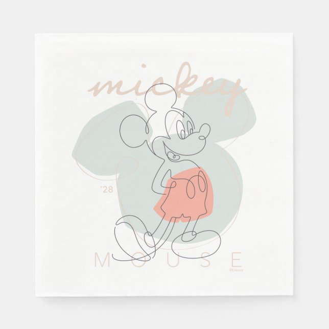 Mickey Mouse Continuous Line Graphic Napkin (Front)