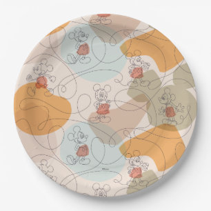 Mickey Mouse Continuous Line Pattern Paper Plate