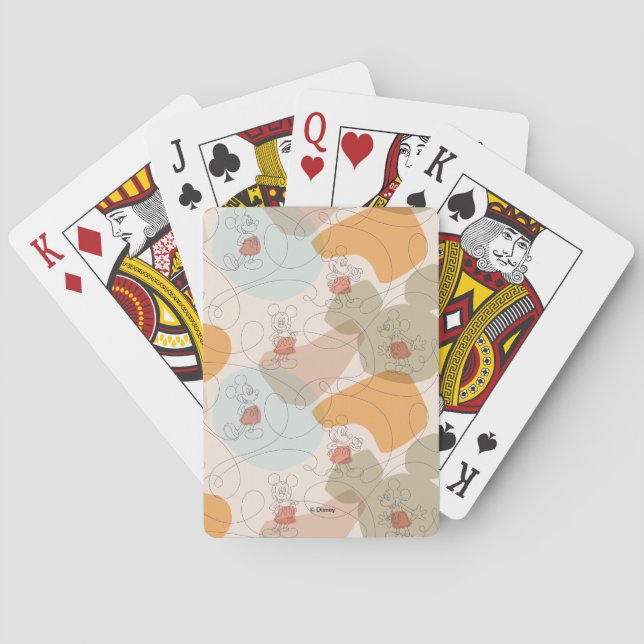 Mickey Mouse Continuous Line Pattern Playing Cards (Back)