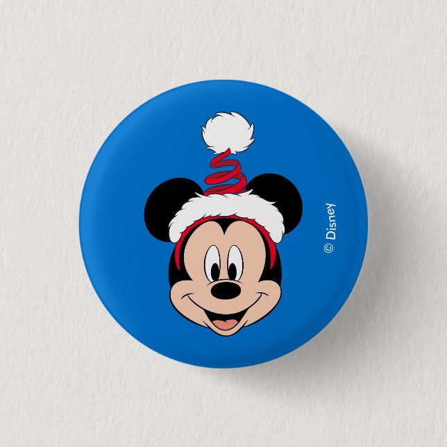 Mickey Mouse | Cute Christmas Hat 1 Inch Round Button (Front)