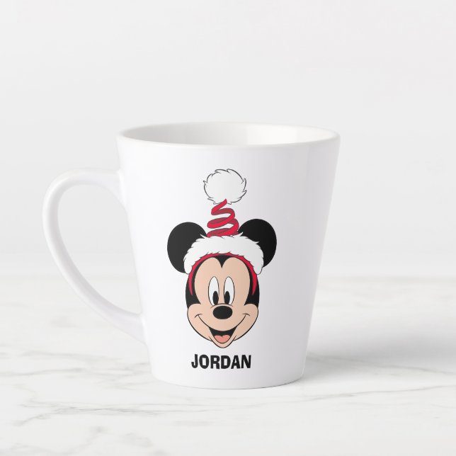 Mickey Mouse | Cute Christmas Hat Latte Mug (Left)