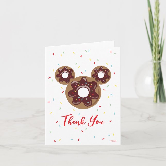 Mickey Mouse | Doughnut Sweet One - First Birthday Thank You Card (Front)