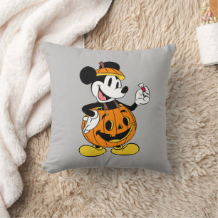 Mickey Mouse Dressed as a Pumpkin Throw Pillow