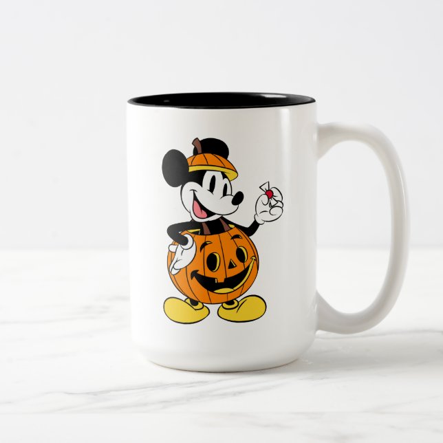 Mickey Mouse Dressed as a Pumpkin Two-Tone Coffee Mug (Right)