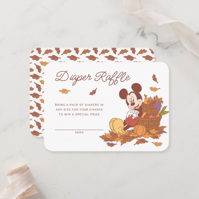 Mickey Mouse Fall Harvest Diaper Raffle Place Card (Front/Back In Situ)
