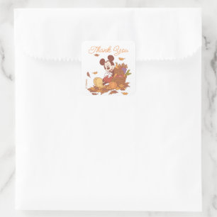 Mickey Mouse Fall Harvest Pumpkin Thank You Square Sticker