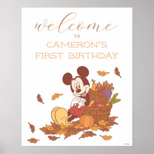 Mickey Mouse Fall Pumpkin 1st Birthday Welcome Poster