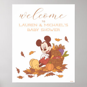 Mickey Mouse Fall Pumpkin Baby Shower Welcome Poster