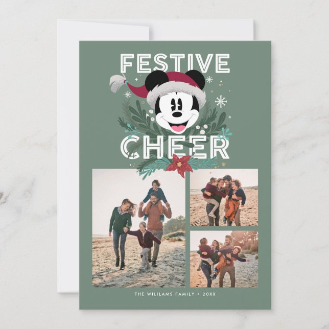 Mickey Mouse | Festive Cheer Family Photo Collage  Invitation (Front)