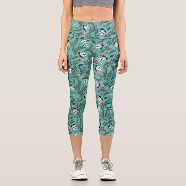 Mickey Mouse | Festive Cheer Pattern Capri Leggings (Front)
