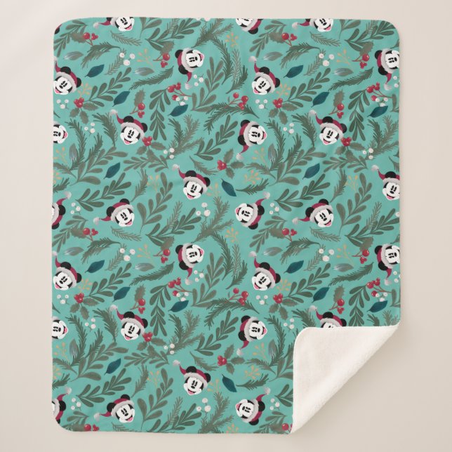 Mickey Mouse | Festive Cheer Pattern Sherpa Blanket (Front)