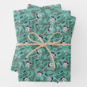Mickey Mouse   Festive Cheer Pattern Wrapping Paper Sheet