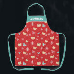 Mickey Mouse | Festive Christmas Pattern Apron<br><div class="desc">Celebrate the Holiday Season with Mickey Mouse! This festive pattern features Mickey ornaments,  snowflakes and Christmas candy.</div>