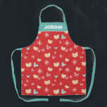 Mickey Mouse | Festive Christmas Pattern Apron<br><div class="desc">Celebrate the Holiday Season with Mickey Mouse! This festive pattern features Mickey ornaments, snowflakes and Christmas candy.</div>