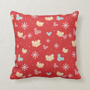 Mickey Mouse Festive Christmas Pattern Throw Pillow