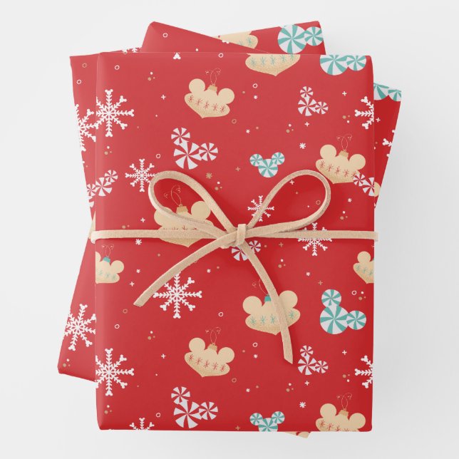 Mickey Mouse | Festive Christmas Pattern Wrapping Paper Sheet (In situ)