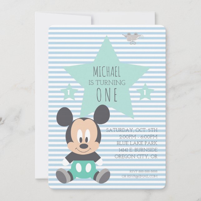 Mickey Mouse | First Birthday Invitation (Front)