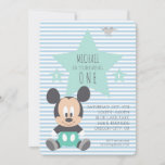 Mickey Mouse | First Birthday Invitation<br><div class="desc">Celebrate your child's First Birthday with these cute personalized Mickey Mouse Striped Birthday Invitations.</div>