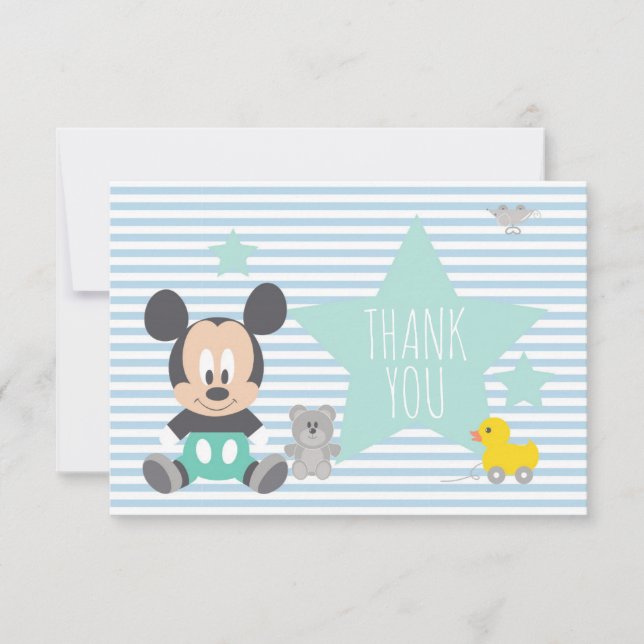 Mickey Mouse | First Birthday Thank You Card (Front)