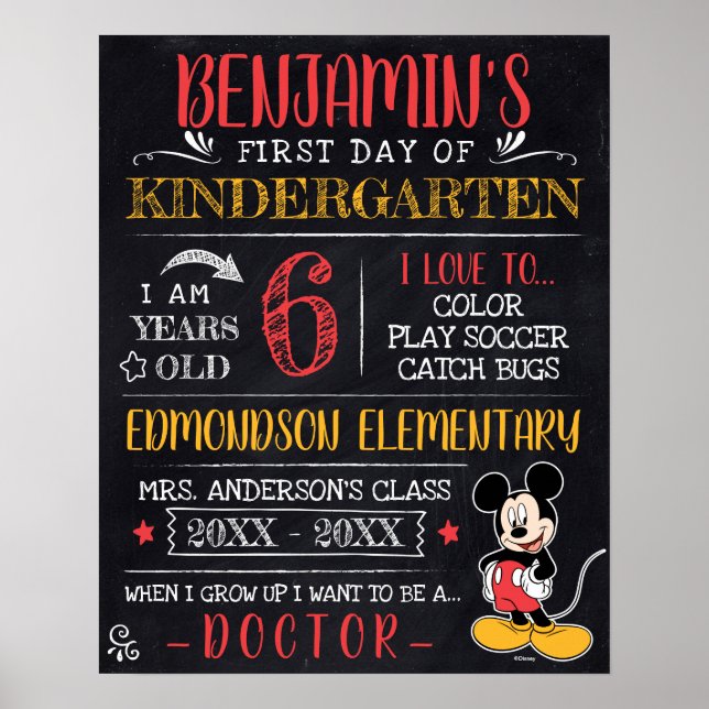 Mickey Mouse | First or Last Day of School Poster (Front)