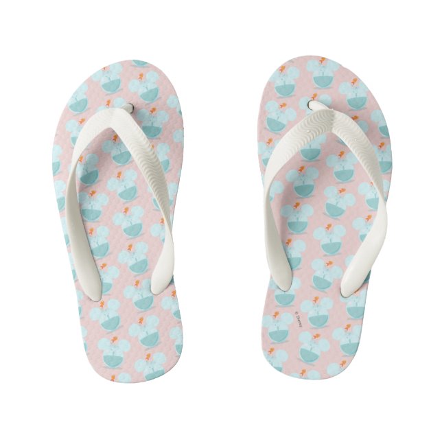 Mickey Mouse Fish Bowl Icon Kid's Flip Flops (Footbed)