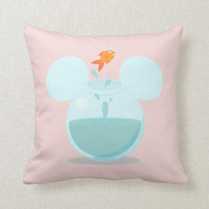 Mickey Mouse Fish Bowl Icon Throw Pillow