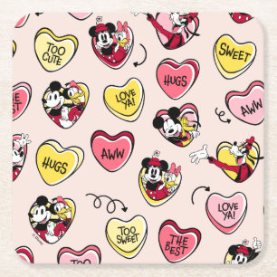 Mickey Mouse & Friends   Valentine Heart Candy Square Paper Coaster