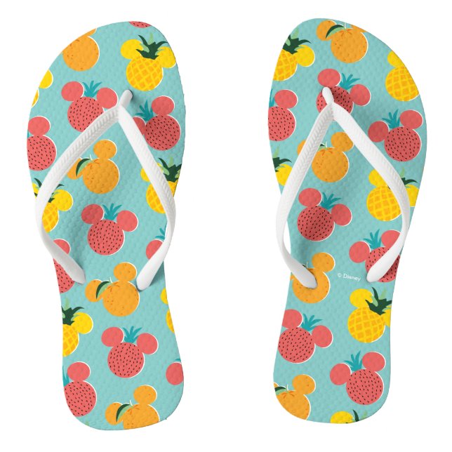 Mickey Mouse Fruit Icon Pattern Flip Flops (Footbed)