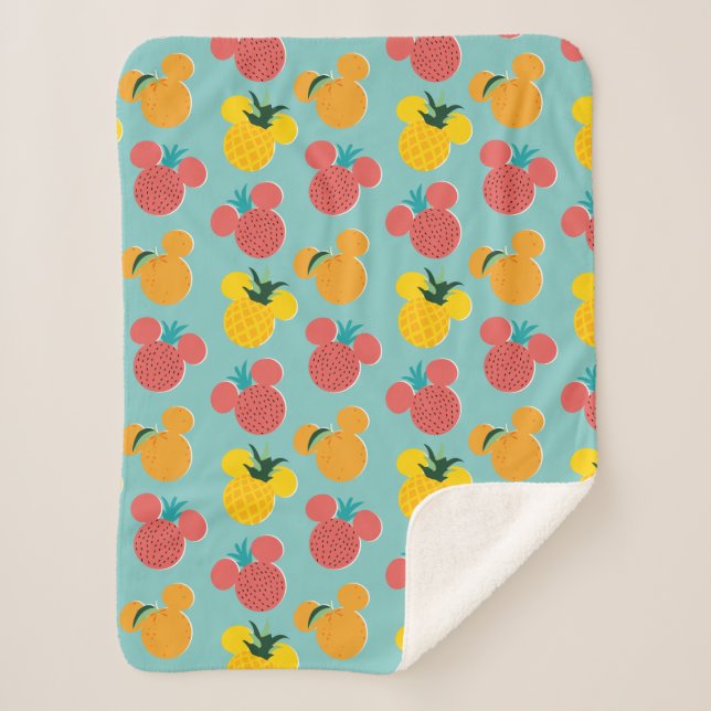 Mickey Mouse Fruit Icon Pattern Sherpa Blanket (Front)