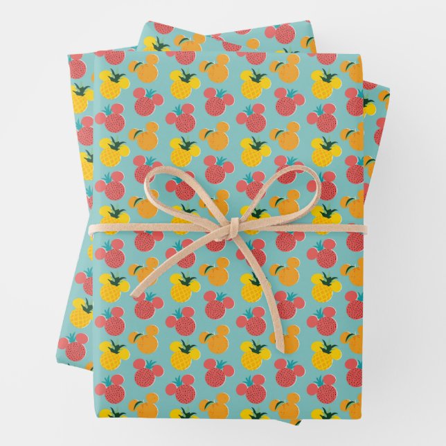 Mickey Mouse Fruit Icon Pattern Wrapping Paper Sheet (In situ)