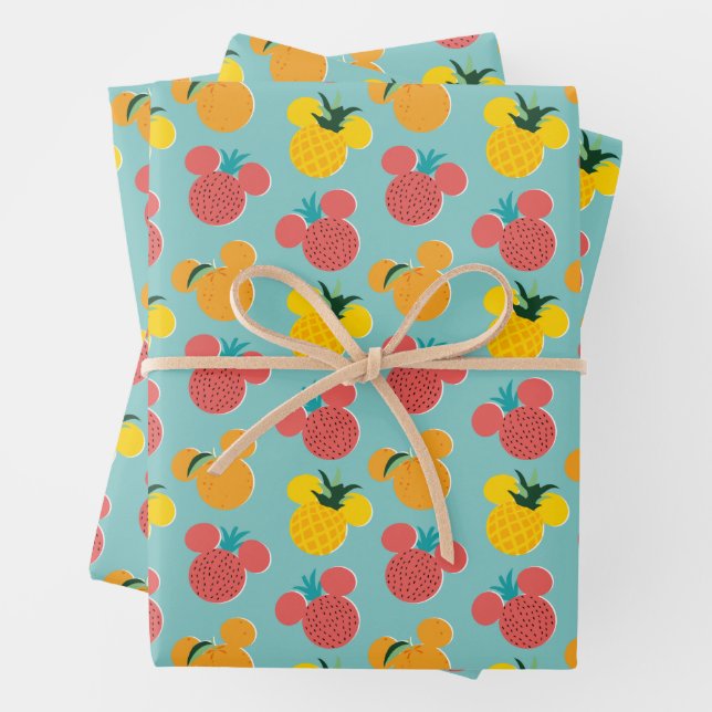 Mickey Mouse Fruit Icon Pattern Wrapping Paper Sheet (In situ)