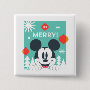 Mickey Mouse   Get Merry! 2 Inch Square Button