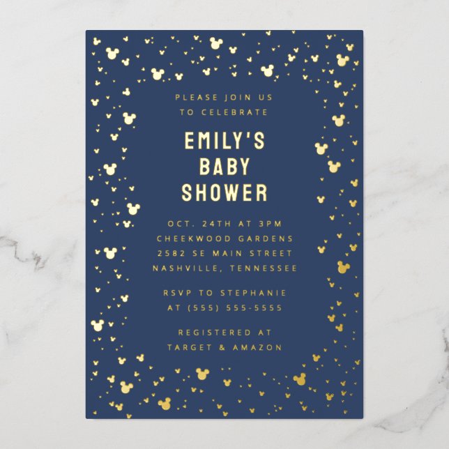 Mickey Mouse Gold Confetti Boy Baby Shower (Front)