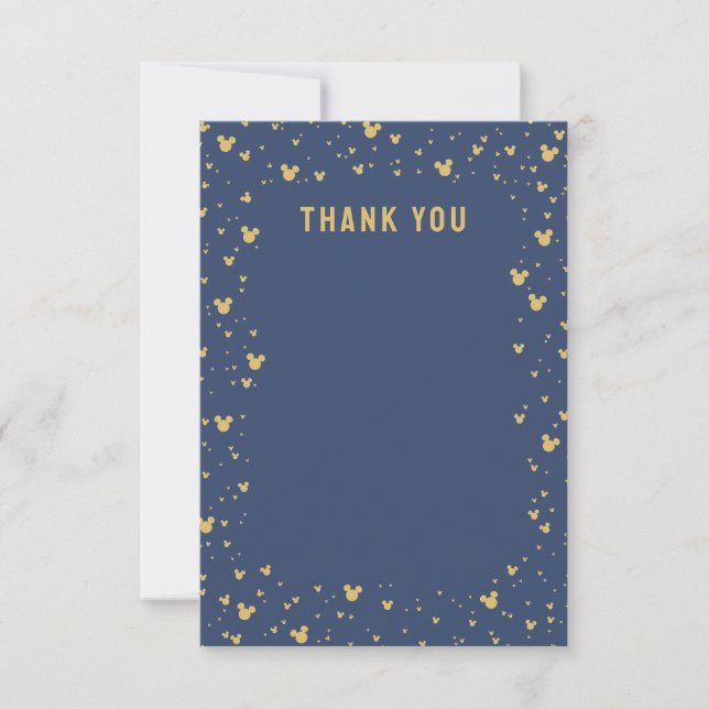 Mickey Mouse Gold Confetti Boy's Baby Shower Thank You Card (Front)