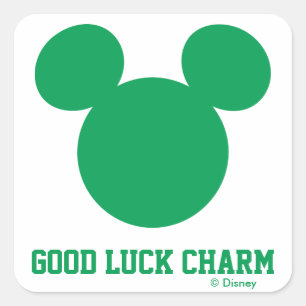 Mickey Mouse Good Luck Charm   St. Patrick's Day Square Sticker