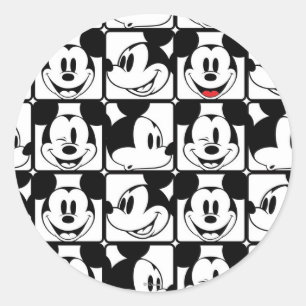 Mickey Mouse   Grid Pattern Classic Round Sticker