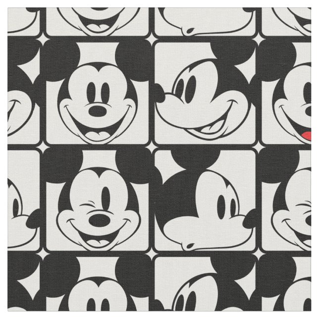 Mickey Mouse | Grid Pattern Fabric (Close Up)