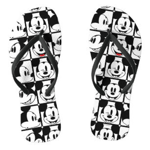 Mickey Mouse   Grid Pattern Flip Flops