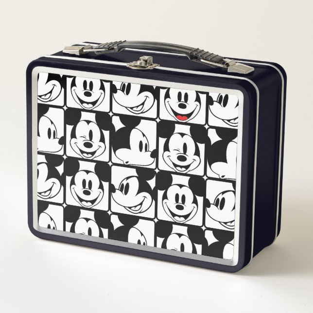 Mickey Mouse | Grid Pattern Metal Lunch Box (Front)