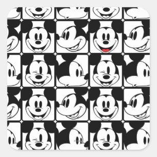 Mickey Mouse   Grid Pattern Square Sticker