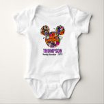 Mickey Mouse Halloween Family Vacation Baby Bodysuit<br><div class="desc">Celebrate spooky season in Disney style with this fun Halloween shirt featuring a colourful Mickey Mouse head filled with cute Halloween icons. The design includes playful pumpkins, friendly ghosts, candy corn, bats, and smiling skulls surrounding the bold text “Happy Halloween.” Beneath the artwork, your family name and vacation year are...</div>
