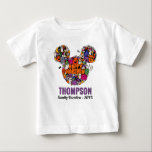 Mickey Mouse Halloween Family Vacation Baby T-Shirt<br><div class="desc">Celebrate spooky season in Disney style with this fun Halloween shirt featuring a colourful Mickey Mouse head filled with cute Halloween icons. The design includes playful pumpkins, friendly ghosts, candy corn, bats, and smiling skulls surrounding the bold text “Happy Halloween.” Beneath the artwork, your family name and vacation year are...</div>