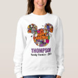 Mickey Mouse Halloween Family Vacation Sweatshirt<br><div class="desc">Celebrate spooky season in Disney style with this fun Halloween shirt featuring a colourful Mickey Mouse head filled with cute Halloween icons. The design includes playful pumpkins, friendly ghosts, candy corn, bats, and smiling skulls surrounding the bold text “Happy Halloween.” Beneath the artwork, your family name and vacation year are...</div>