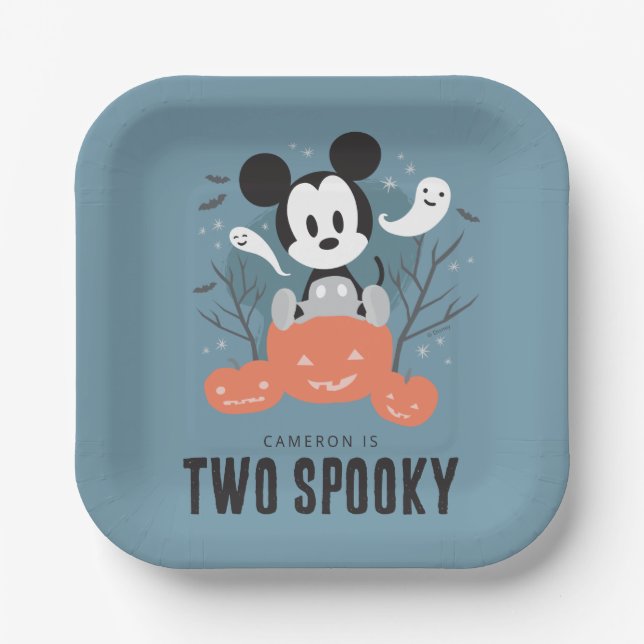 Mickey Mouse | Halloween Two Spooky Birthday  Paper Plate (Front)