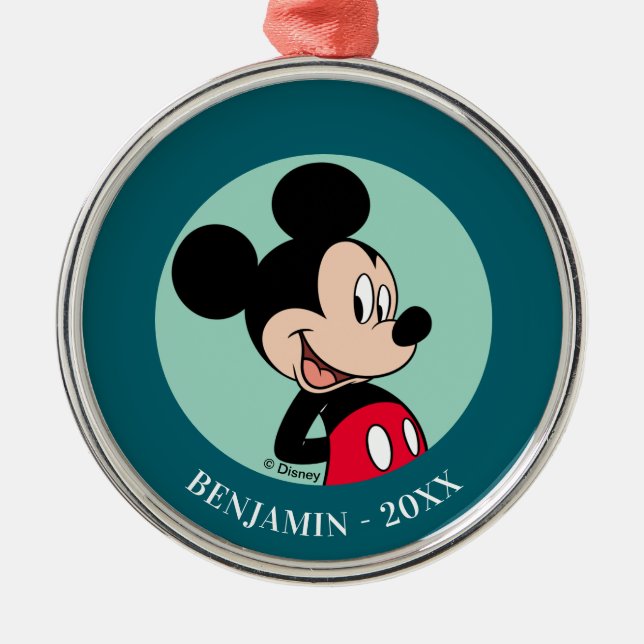 Mickey Mouse Hands Behind Back Metal Ornament (Front)